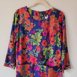 JCrew Print silk 3/4 sleeve tunic dress Size 0